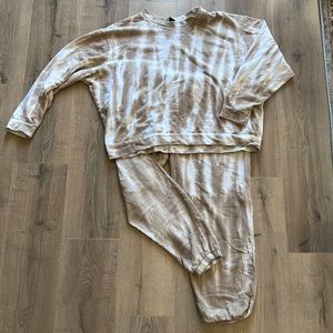 Women’s Sweat Pants and Swearshirt Brown/White Cotton